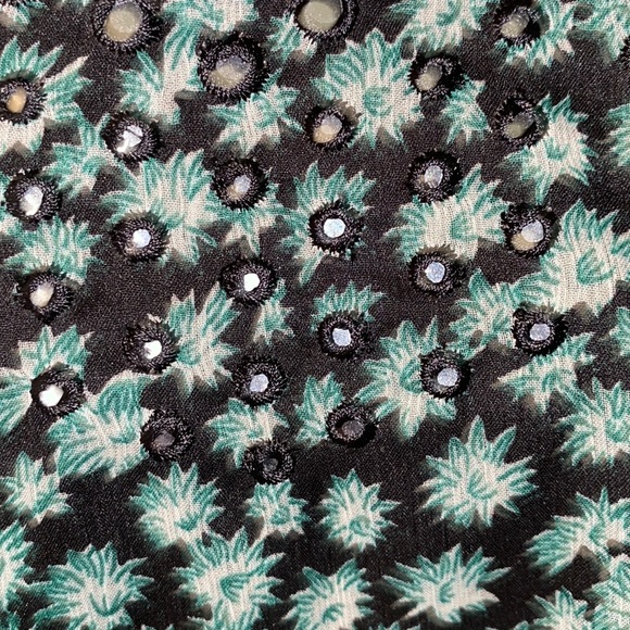 Anthro Ranna Gill Floral Mirror Sequin Flutter Ruffle Sleeve Tunic Mini Dress XS - Picture 12 of 16